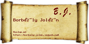 Borbély Jolán névjegykártya