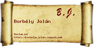 Borbély Jolán névjegykártya